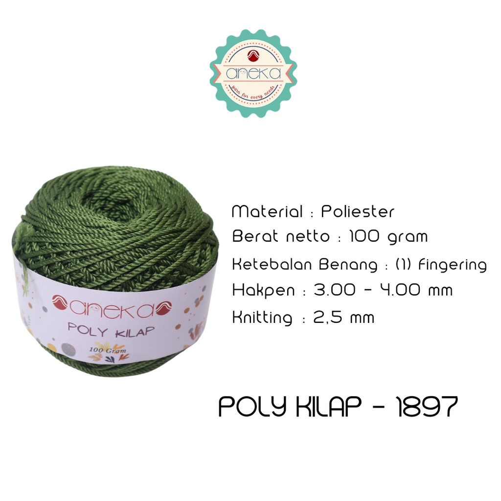 PREMIUM Benang Rajut Polyester/ Poliester / Poli Poly Kilap Warna - 1897