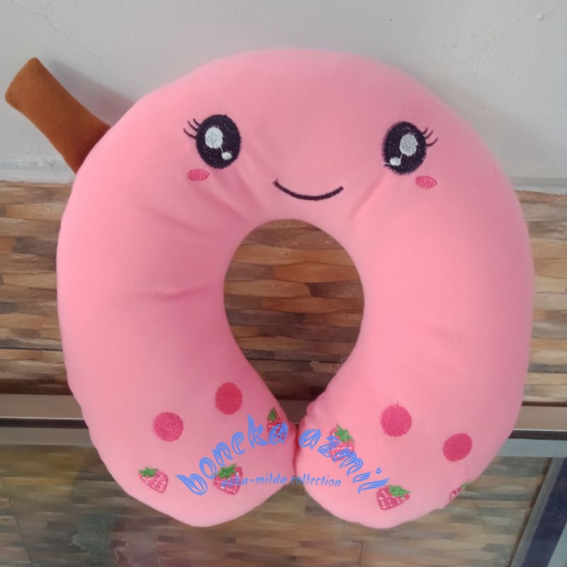 Bantal leher karakter boba bubble milk tea