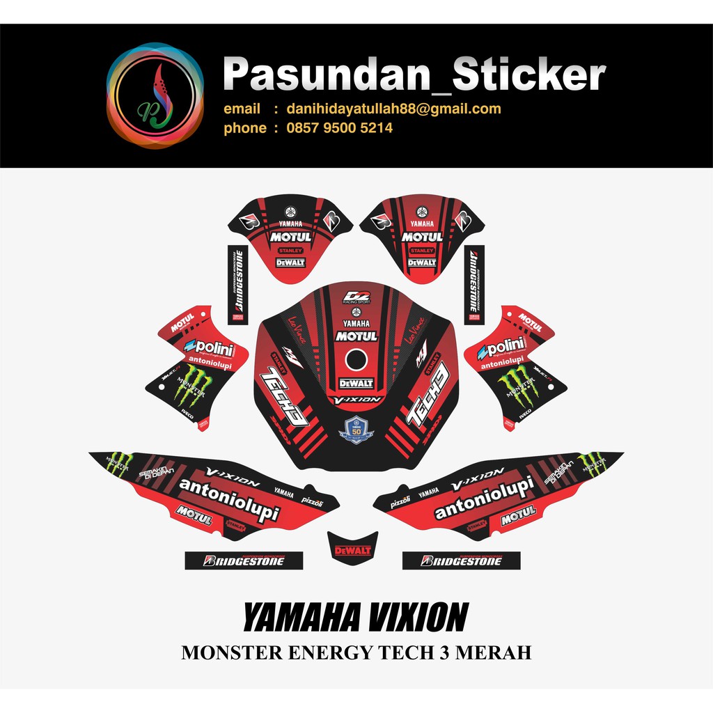 YAMAHA VIXION MONSTER ENERGY TECH 3 MERAH