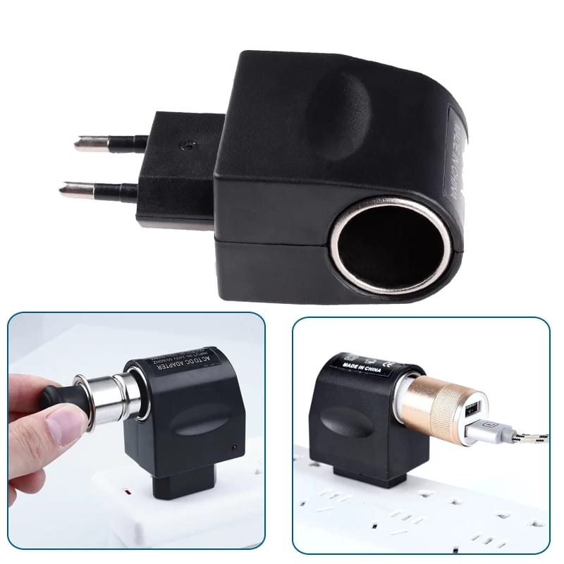 Charger Switch EU Plug 12V 500mA 6W Uni Eropa US Plug Mobil Pemantik Charger Adaptor Daya AC 220V Hitam Converter High kualitas Aksesoris Mobil