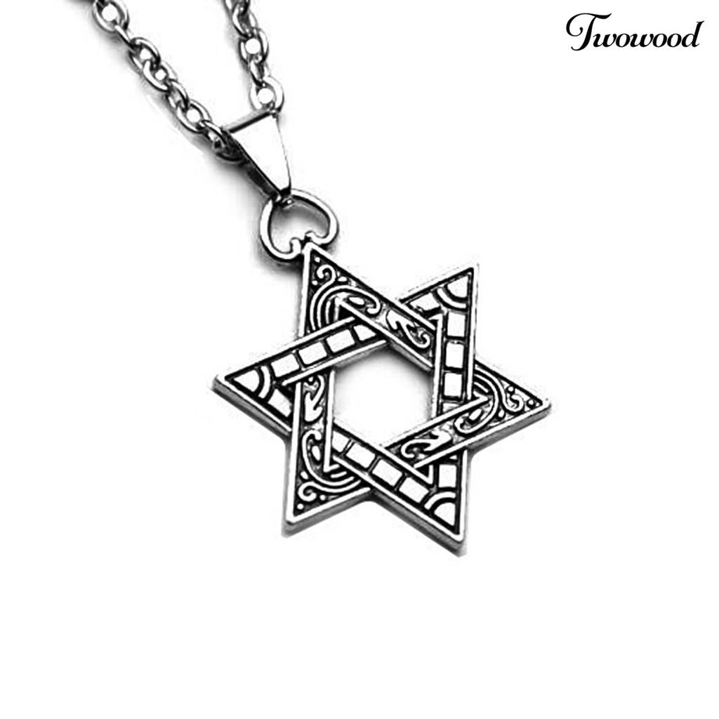 Kalung Rantai Liontin Hexagram Gaya Hip Hop Untuk Unisex