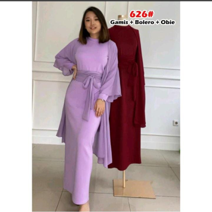 626#gamis+bolero+obie/dress muslim/dress bolero/fashion muslim wanita-Lilac