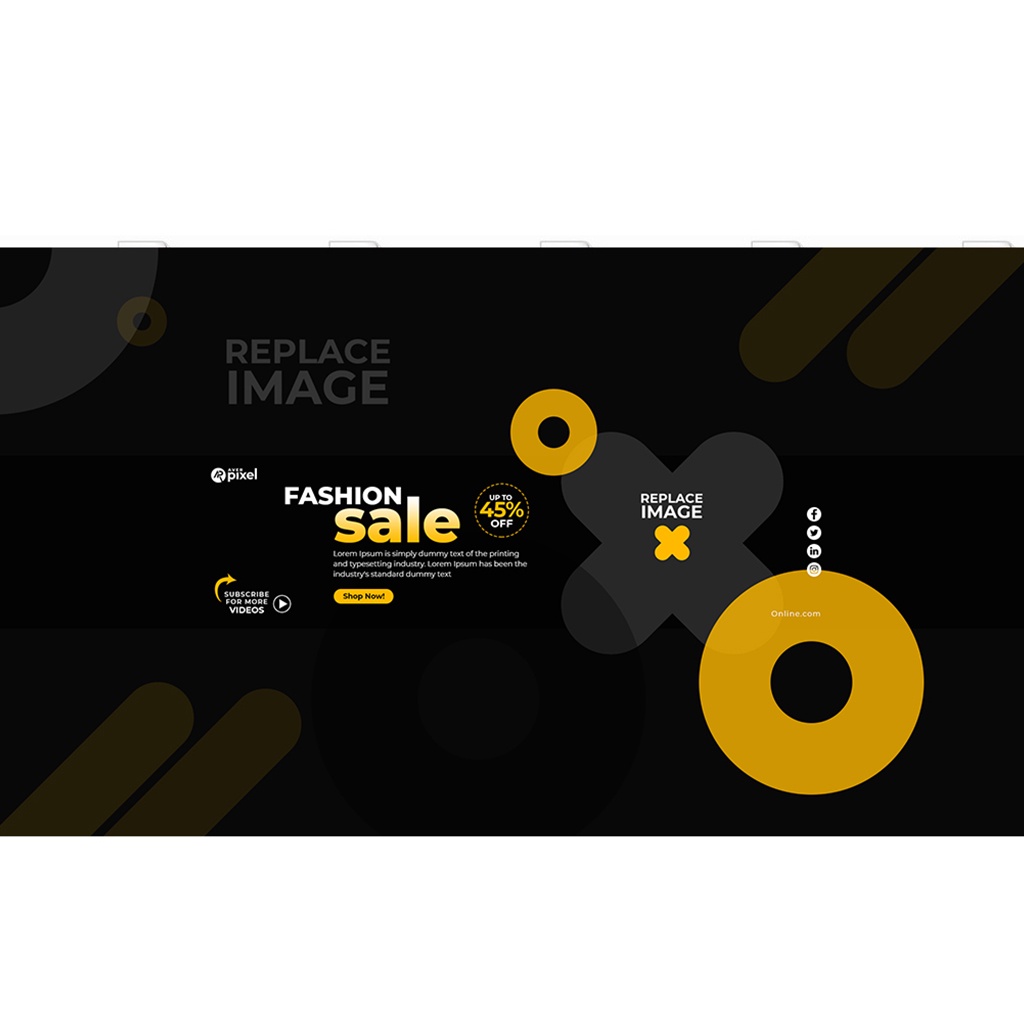 30 Desain Template cover channel youtube Format PSD Photoshop siap edit