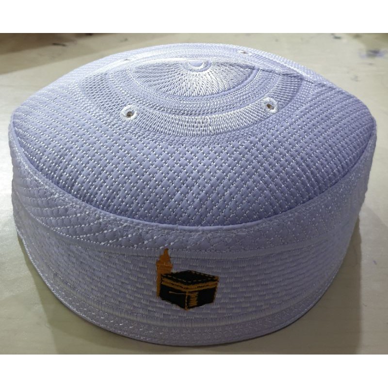 peci haji ka'bah putih kopeah abu hasan logo ka bah kopiah premium peci malaysia songkok alihsan