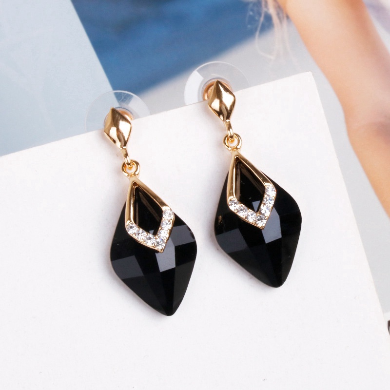 Anting Tusuk Gantung Panjang Bahan Sterling Silver 925 Hias Kristal Gaya Korea Untuk Wanita