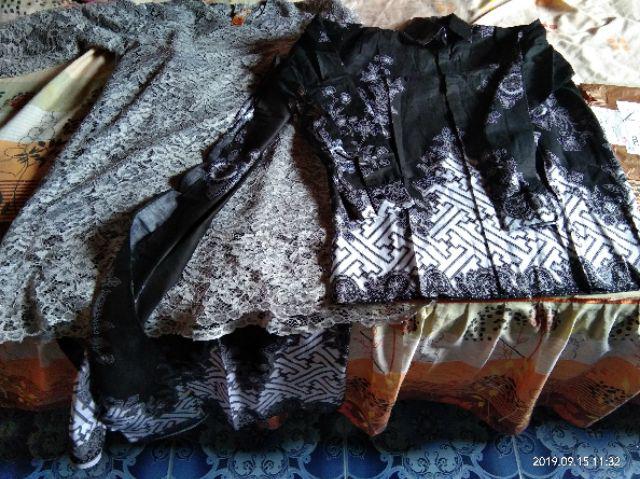 ( Batik Ori 5 Warna ) Couple Batik Monaka Brokat Bunga Pager Selendang