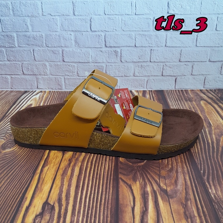 Sandal Kulit Asli Carvil Colorado 02 Ori 39-43 Sandal Slop Pria Casual