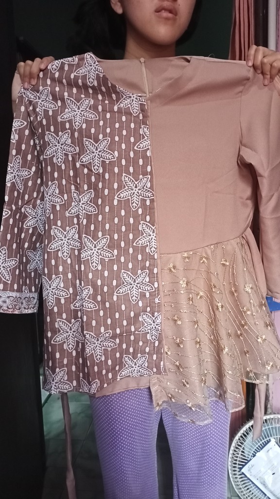 Tey-17 Batik Wanita Asj Sa Hrb026 Kenongo Kemeja Tosca Pendek