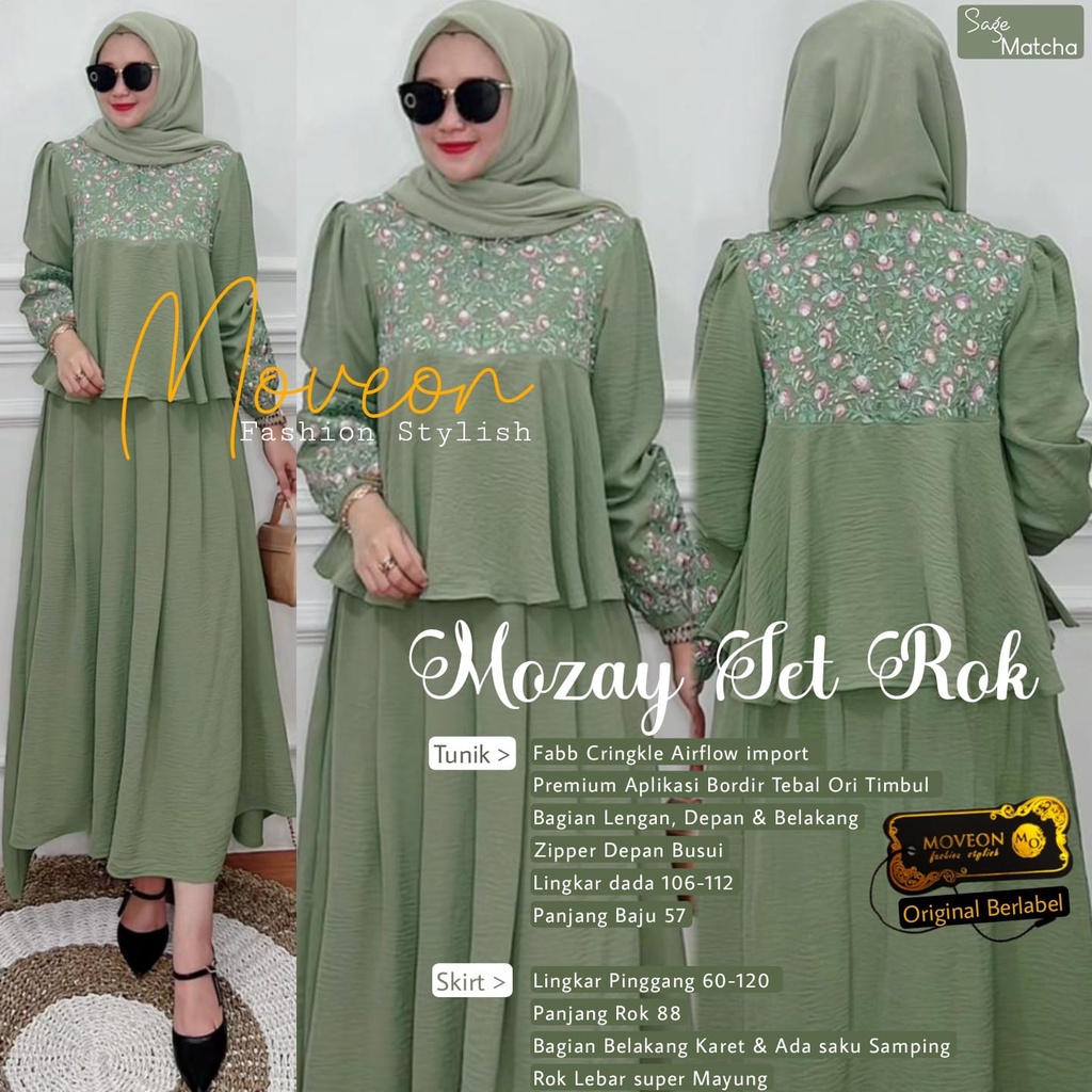 Mozay Set Rok Bordir Asli Setelan Wanita Muslim Gamis Bordir Original Produk By Moveon