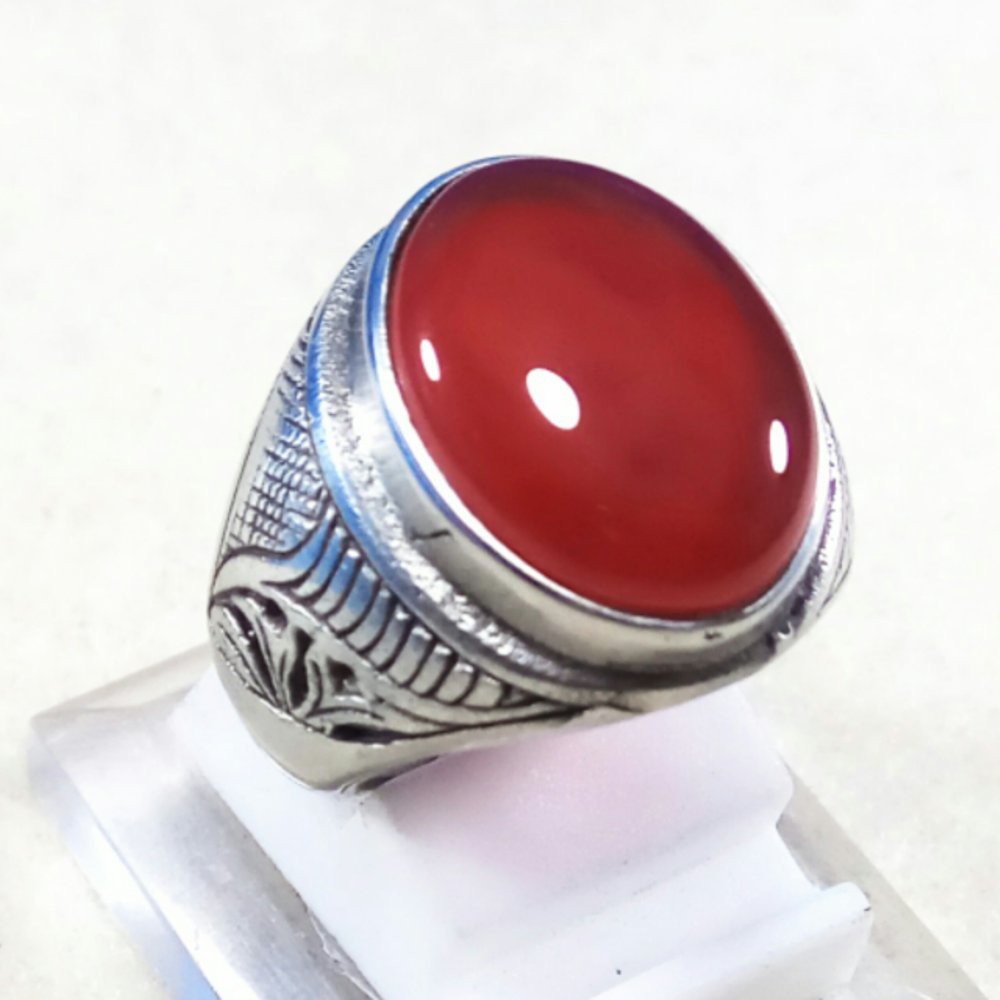 CINCIN BATU AKIK NATURAL MERAH CEMPAKA SIZE KANTORAN TERMURAH