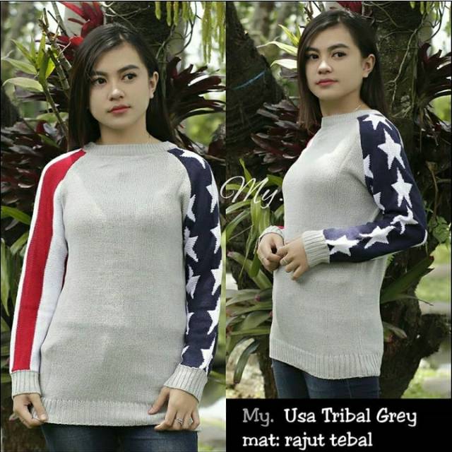 Sweater rajut tribal USA