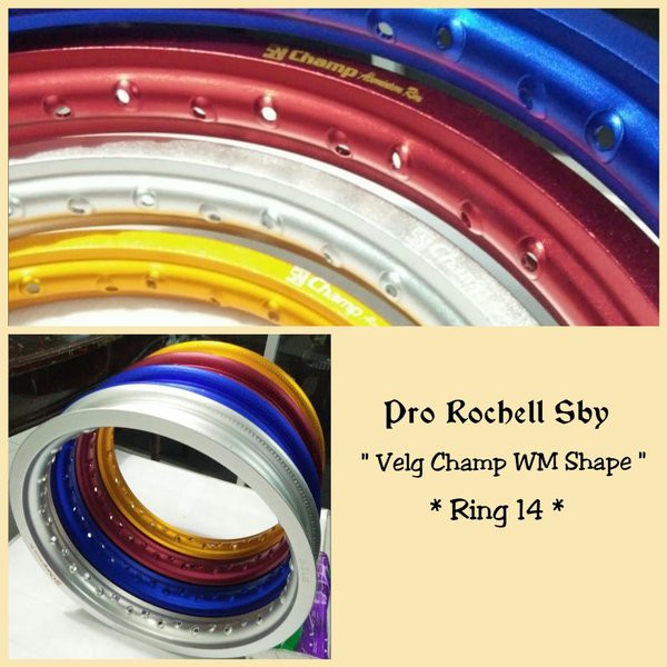 VELG RUJI RIM MOTOR MERK CHAMP RING 14-215 MERAH SILVER GOLD BIRU Limited