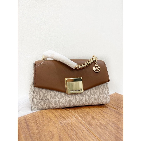 Tas MK original - Michael kors lita small in signature vanilla brown