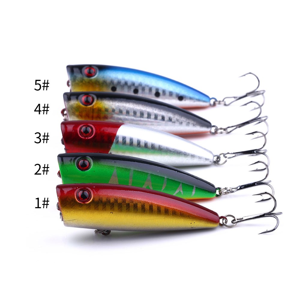 HENGJIA 5pcs 7cm/9g Popper Umpan Pancing Memancing Peralatan Swimbait Ikan Fishing Lure Tackle