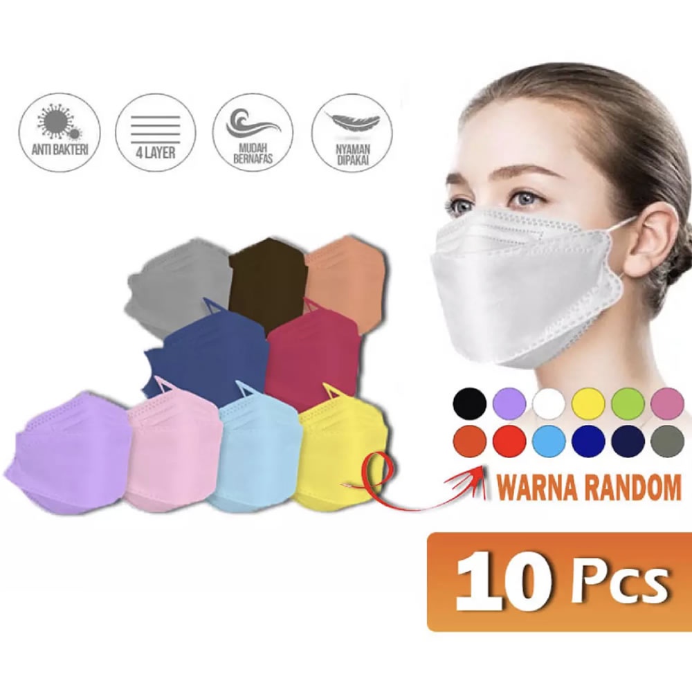 Masker KF94 4 Ply Disposable Face Mask Kesehatan Korea Kpop 4Ply (1 pack isi 10 pcs)