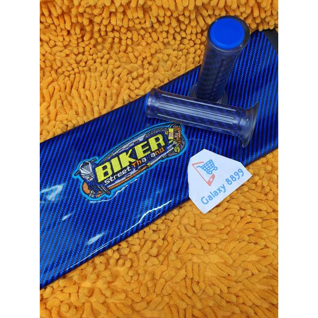 Kulit Jok Karbon Biru + Handgrip Karbon Kitaco Universal