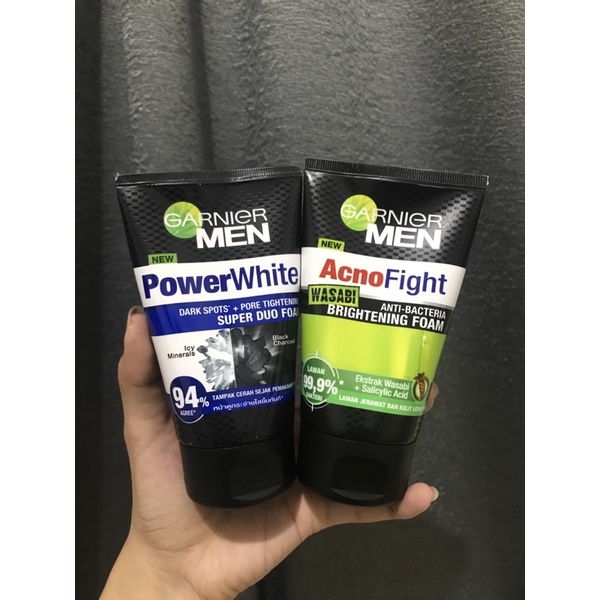 Garnier Men Facial Wash Power White Acno Fight Wasabi 100ml Sabun Cuci Muka