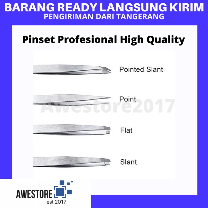 Pinset Cabut Bulu Mata Hidung Alis Profesional Tweezer Stainless Steel