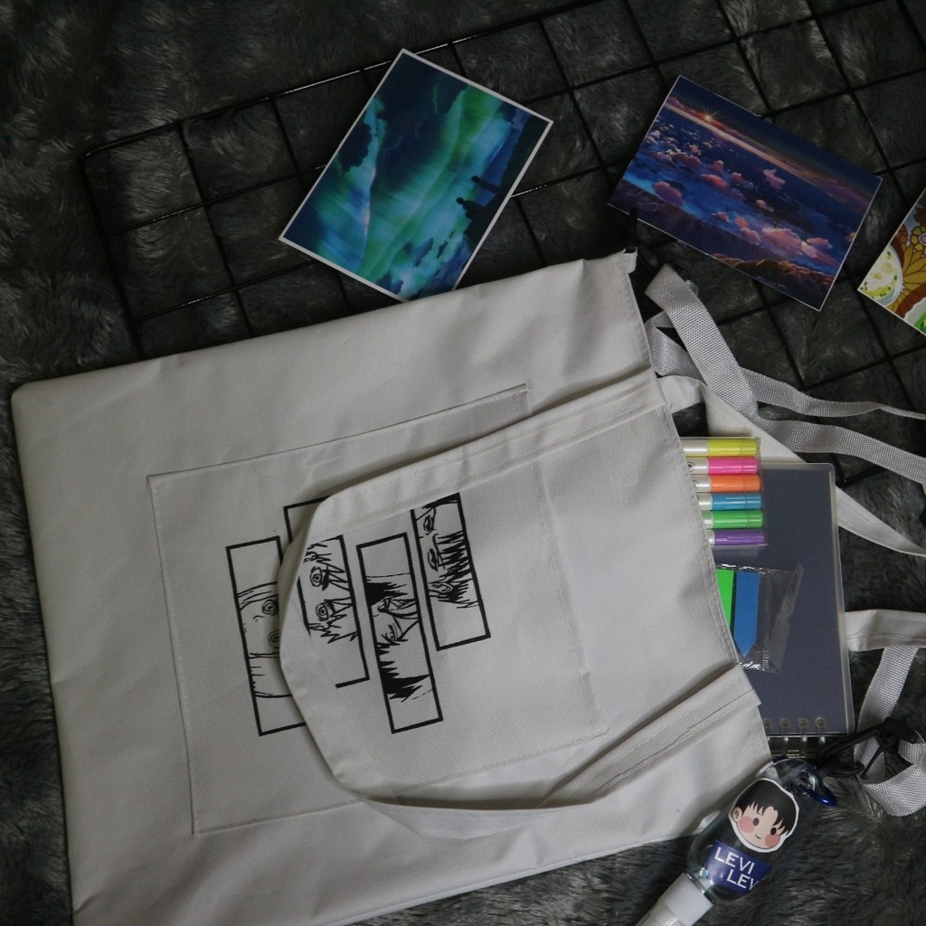 totebag anime haikyu jujutsu kaisen attack on titan AOT tas selempang anime