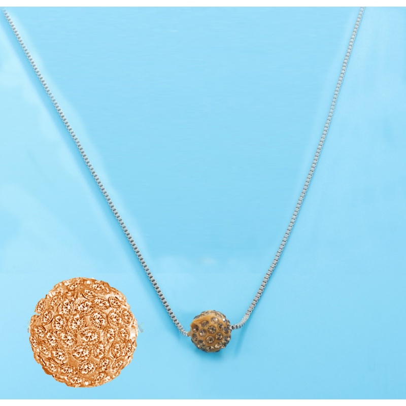 Kalung Rantai Klavikula Hias Bola Berlian Shambala Gaya Korea