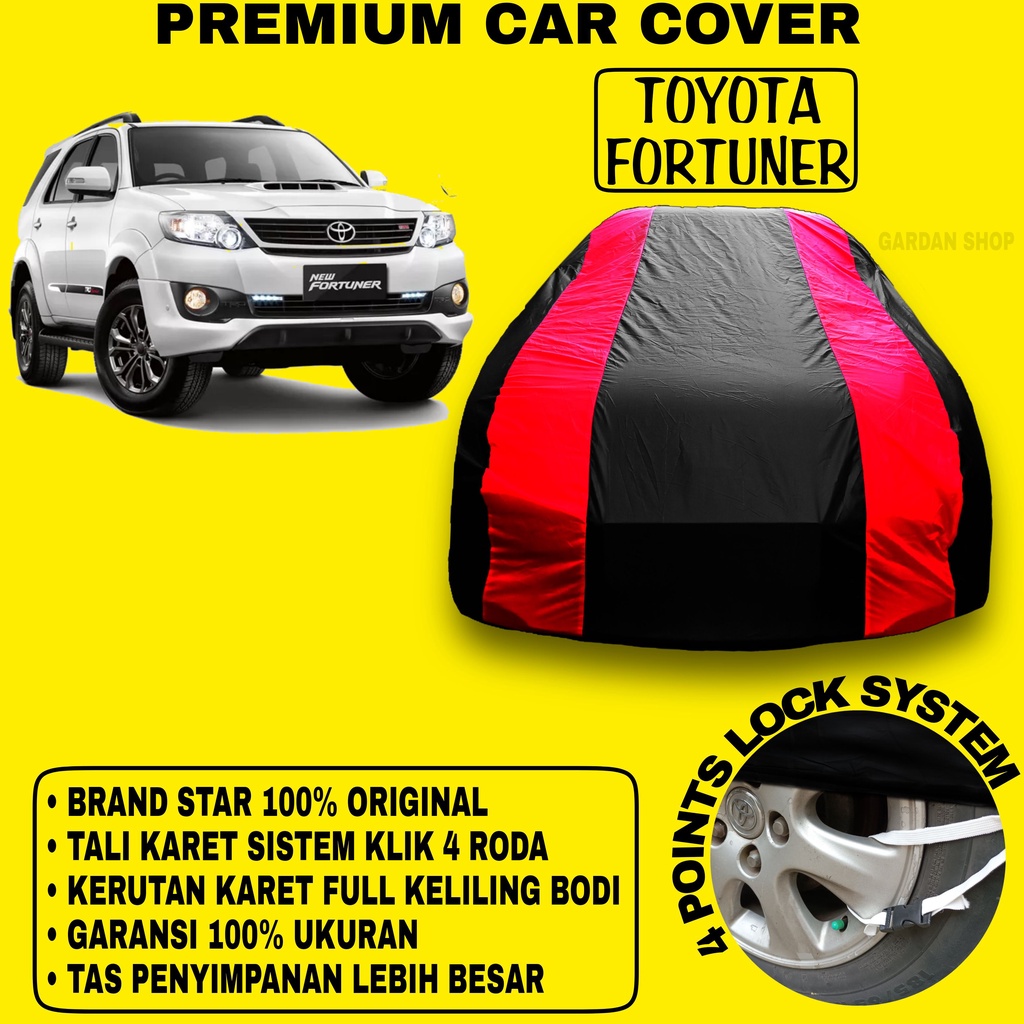 Body Cover TOYOTA FORTUNER Sarung Mobil Strip MERAH Cover Penutup Pelindung Bodi Mobil Toyota Fortuner Waterproof