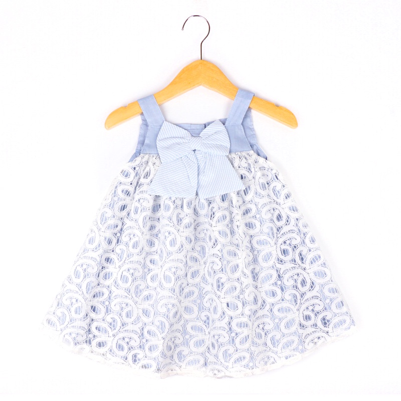 Girl Blue Lace Dress DR005 - Dress Brokat Anak Perempuan