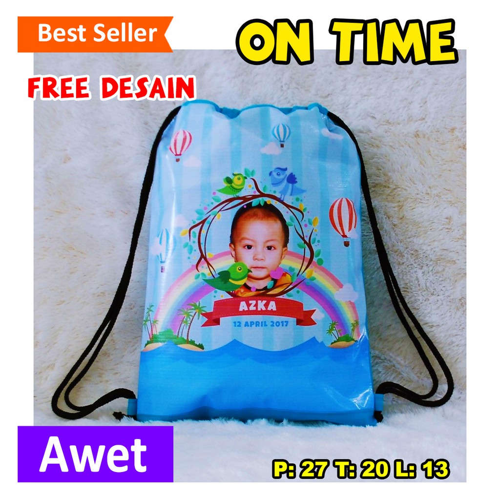 Tas Ultah Anak Ransel Serut Custom Foto