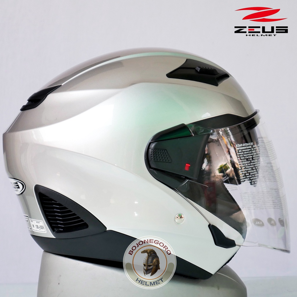 Helm Zeus ZS-611 Series SNI Half Face-SILVER GLOSSY