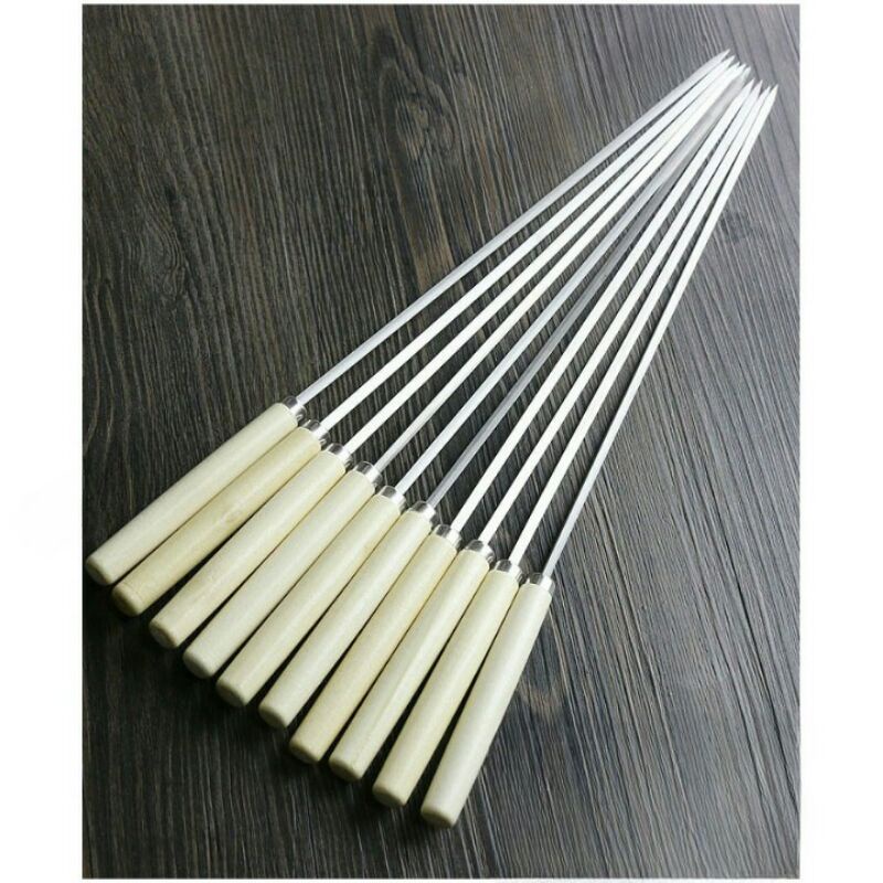 Alat Tusuk Sate Dengan Gagang Barbeque Stainless Steel Tools 50 Pcs Miao 478