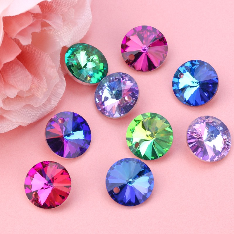 14mm Satellite Pendant Kristal Charms Putaran Glass Beads Untuk Wanita Membuat Perhiasan Kalung Temuan Anting-Anting DIY 12 pcs / lot