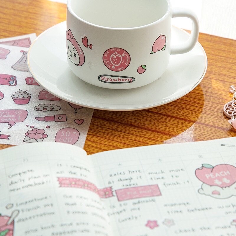 4 LEMBAR STIKER BUNGA SAKURA STROBERI LUCU AESTHETIC LOVELY PINK STICKER SPRING CHERRY BLOSSOM STRAWBERRY CUTE KAWAII KOREAN JAPANESE STYLE FOR DIY SCRAPBOOK DIARY DECO FANCY JOURNAL SCHOOL BUKU CATATAN DEKORASI UNIK ORGANIZER BOTOL MINUM VIRAL KISS CUT