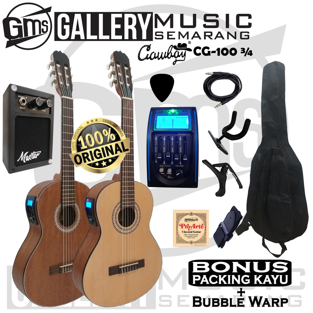 ORIGINAL!!! Gitar Klasik Elektrik Import Merk Cowboy CG-100 ¾ NA CG 100 ¾ NS 3per4 LC Prener