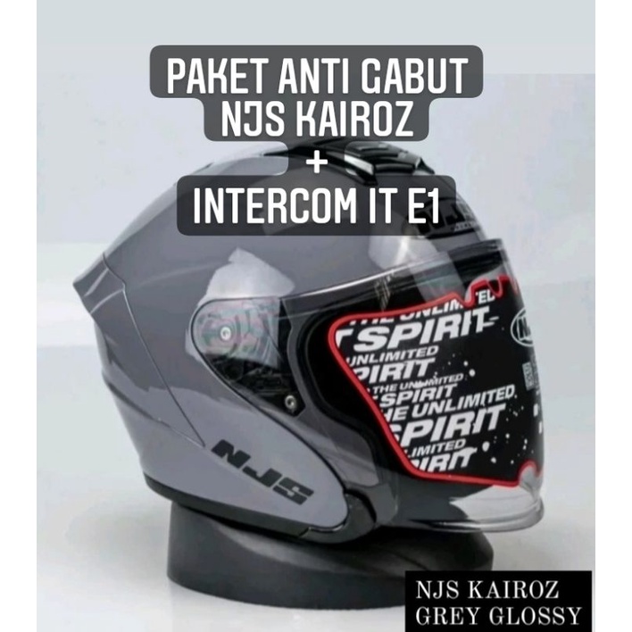 SPAKET HELM NJS KAIROZ + INTERCOM (PAKET HELM ANTI GABUT)