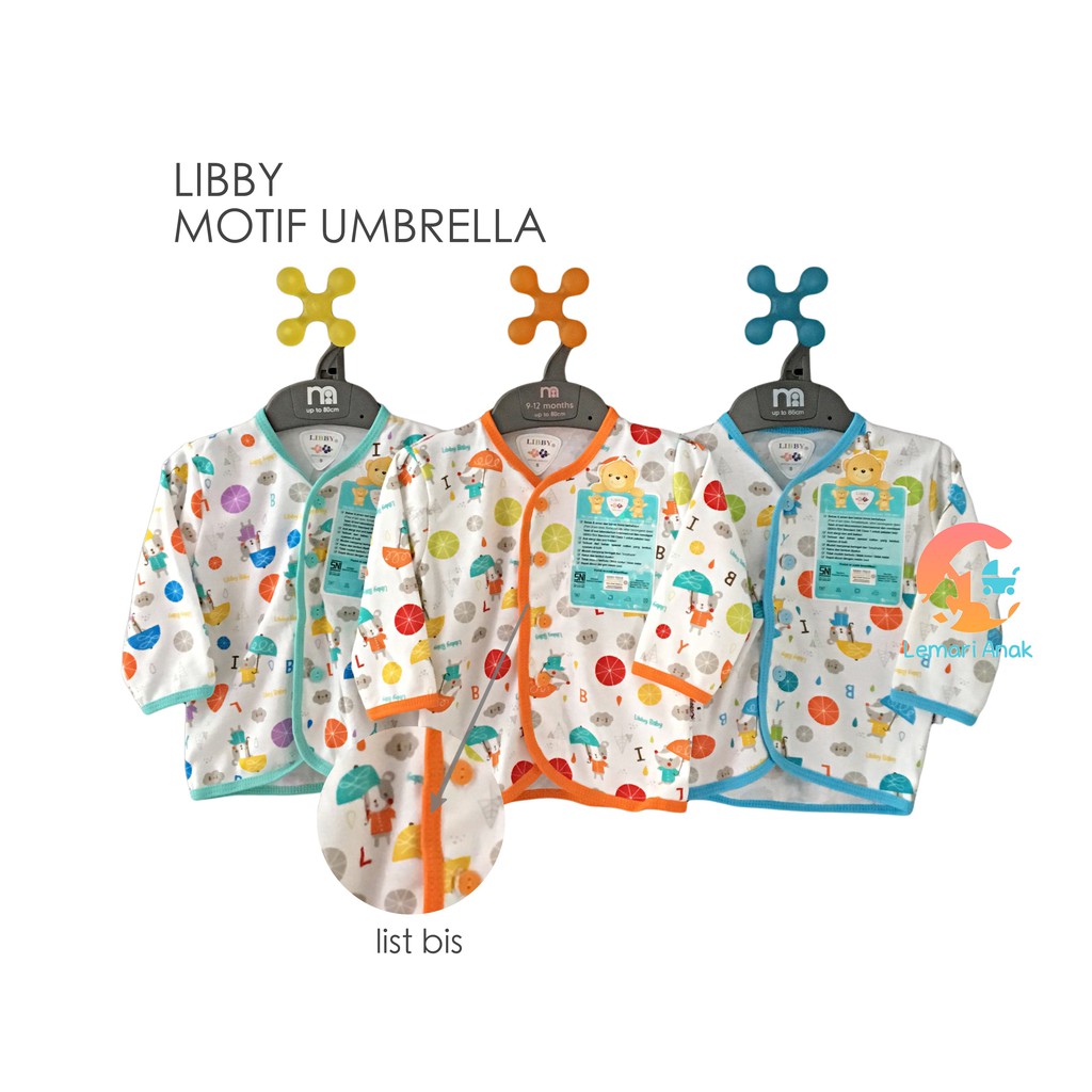  LIBBY  Baju  Lengan Panjang Motif Size S M L  6 24 Bulan 