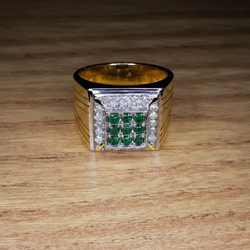 Cincin Zamrud Pria Silver Berlian Asli