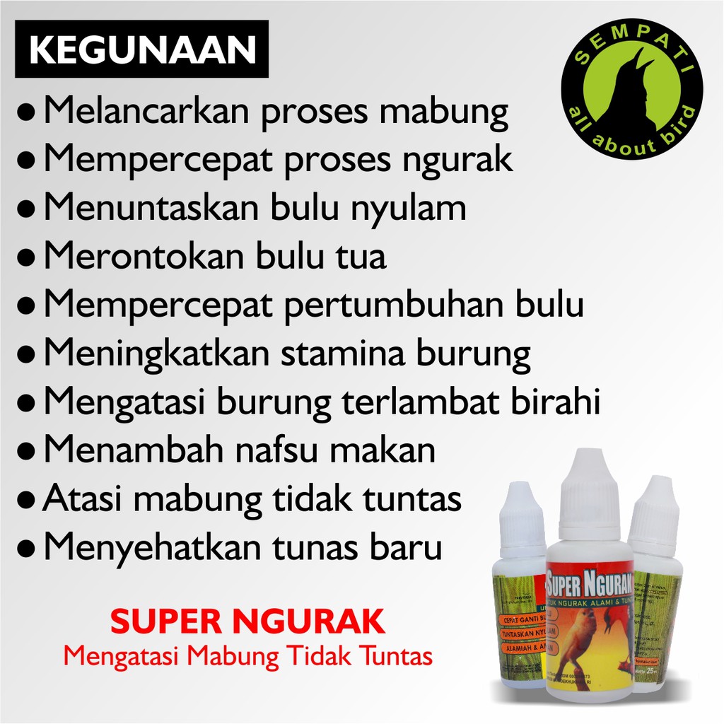 Super Ngurak Super Kicau Vitamin Burung Penumbuh Bulu Mempercepat