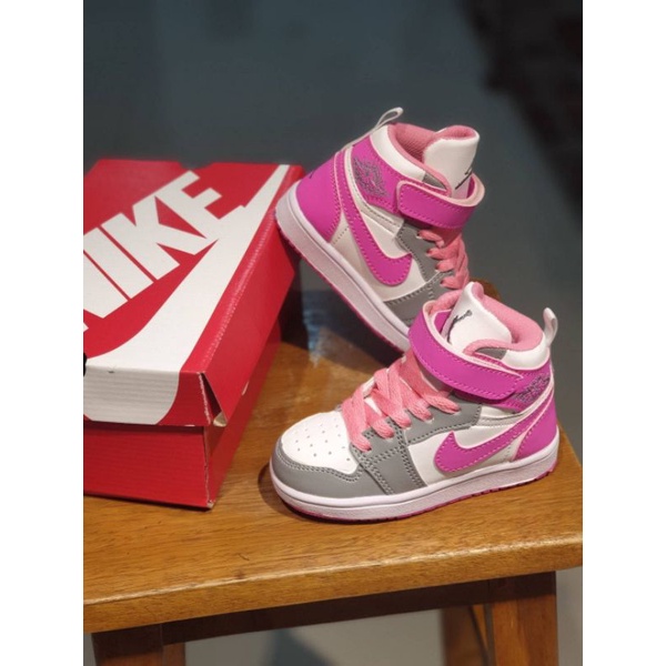 Sepatu anak perempuan 1-8 tahun nike jordan pink grey