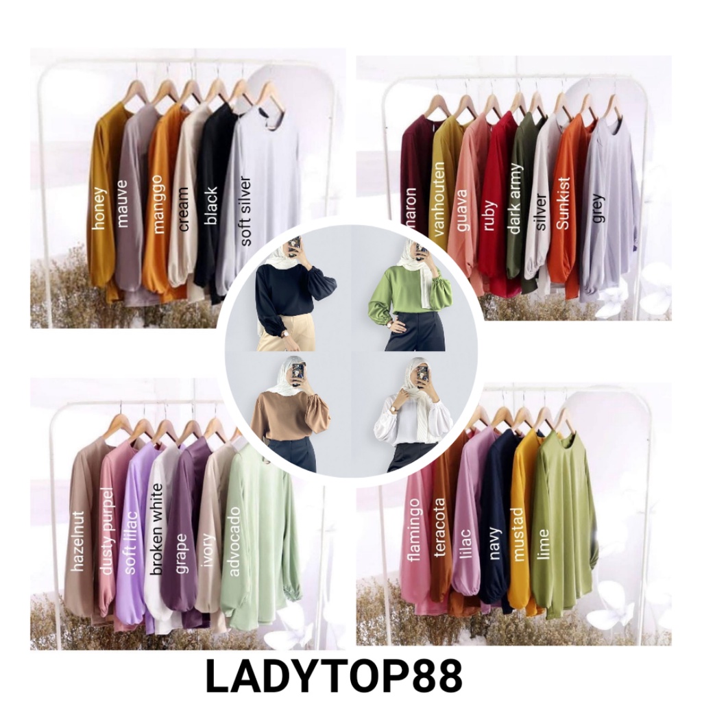 (BISA COD)- BLOUSE LENGAN BALON / ATASAN WANITA /BLOUSE BALON TOP FASHION WANITA