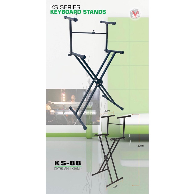 Stand Keyboard Double Cross ( 2 susun ) VPK KS-88 Keyboard Stand KS88
