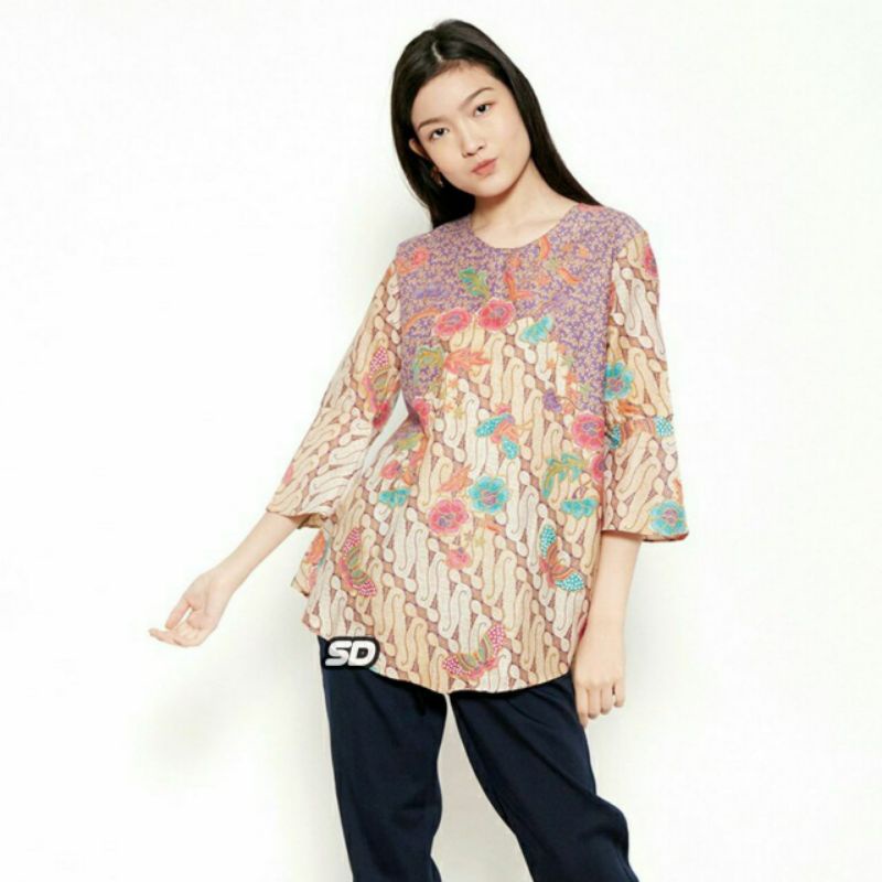 tey-17 Batik wanita ASJ SA HRB026 Kenongo Kemeja Tosca Pendek-Boomerang