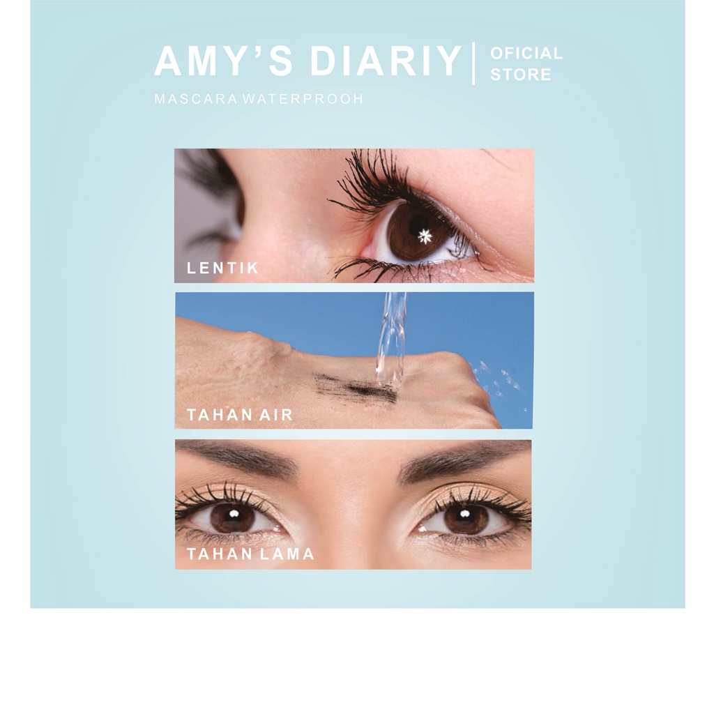 Mascara Waterproof AMY'S DIARY Curling Eyelash Long Lasting Tahan lama Easy Use