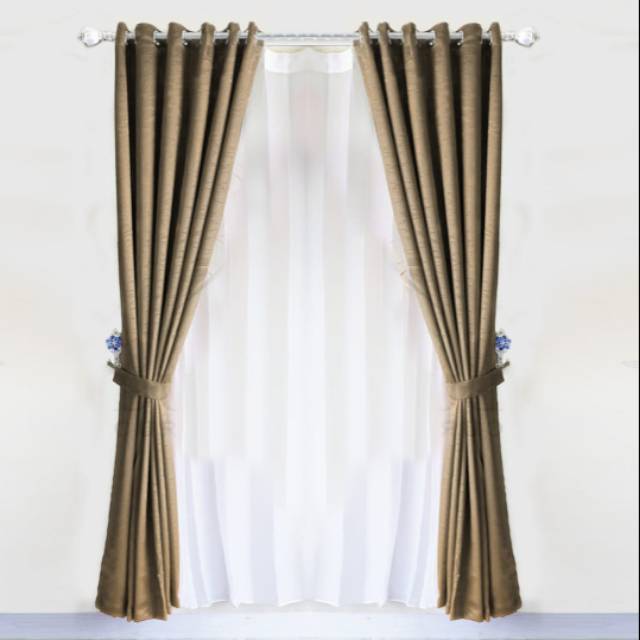 Gorden blackout polos coklat susu perde / tirai hordeng smokring / dekorasi rumah mewah minimalis