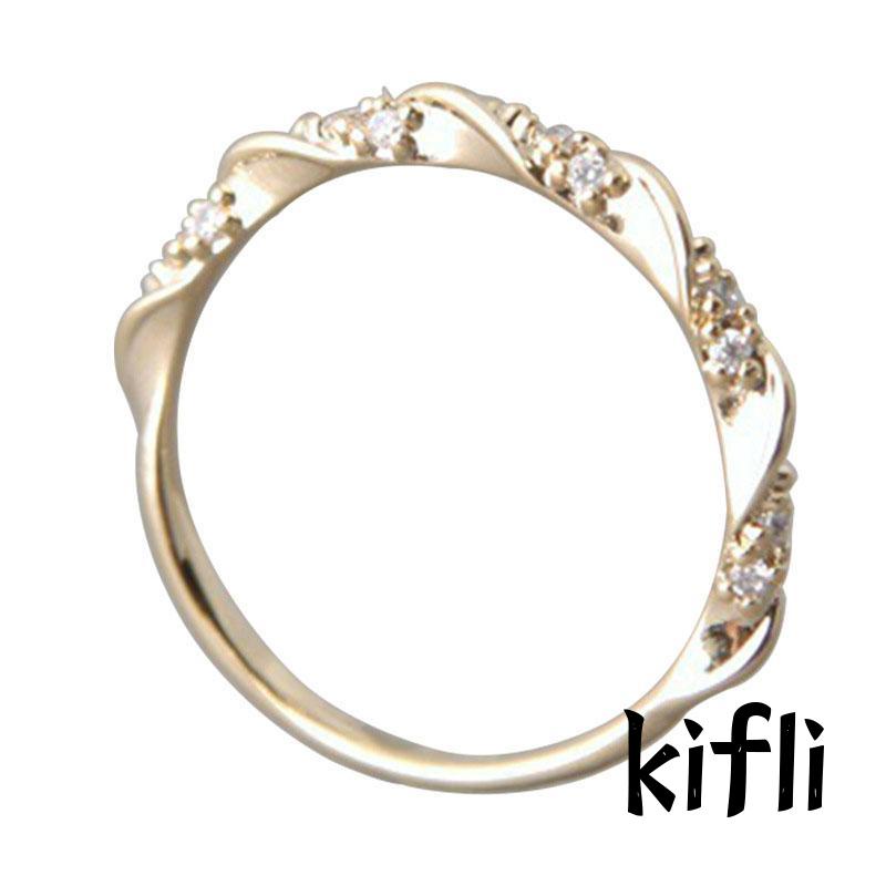 Cincin Alloy Desain,Twist Hias Kristal Berlian Berkilau,Untuk Wanita