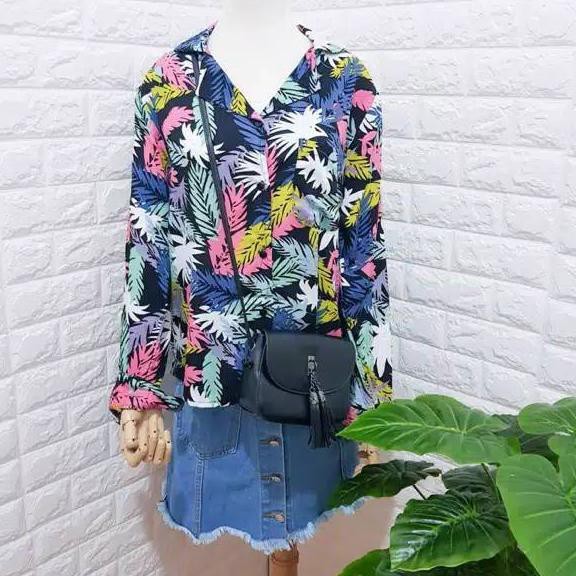 GPJ - Kemeja Wanita Pastel Daun-3