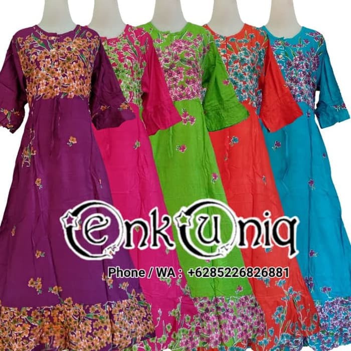 Dress Maura Batik Pekalongan   Dress Maura Pelangi   Dress Muslim   Orange Diskon