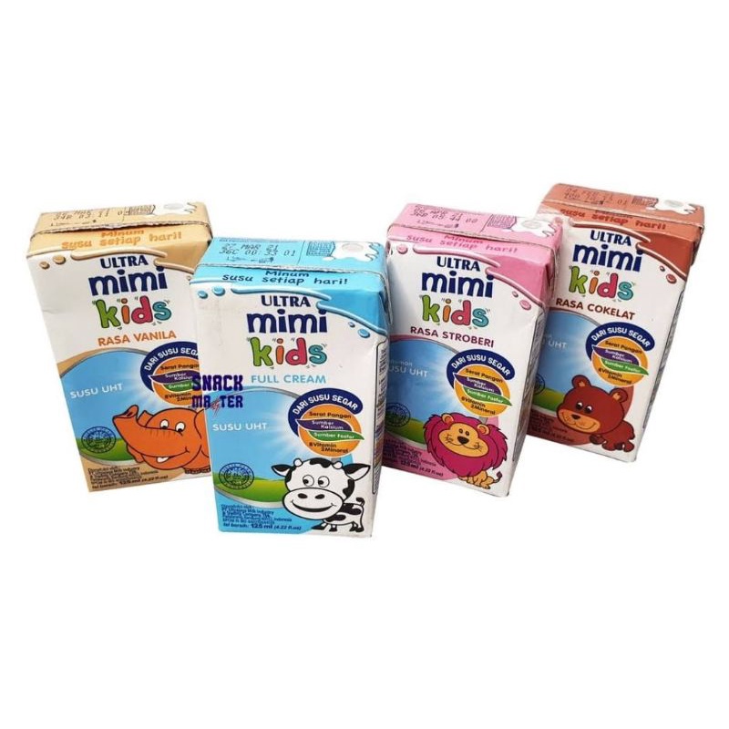 

Susu Ultra UHT Mimi 125 ml cokelat/strawberry/full cream/vanilla 1 karton atau ½ karton