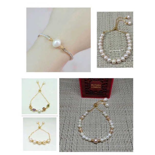Gelang serut mutiara tawar asli / gelang serut lapis emas 18k / gelang serut mutiara tawar / gelang 