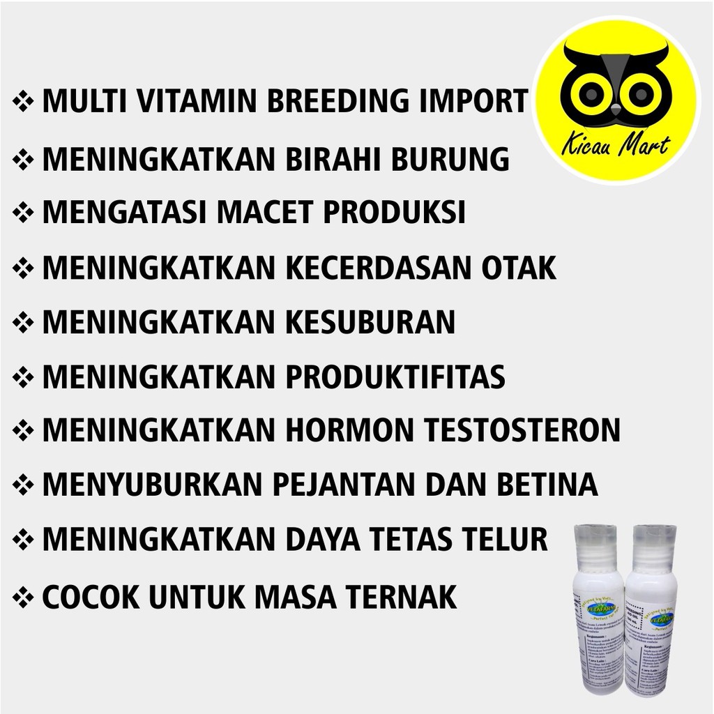 VITAMIN OBAT TERNAK BURUNG IMPORT BREEDING AID OIL VETAFARM 200 ML MURAI KACER LOVEBIRD KENARI BRAO2