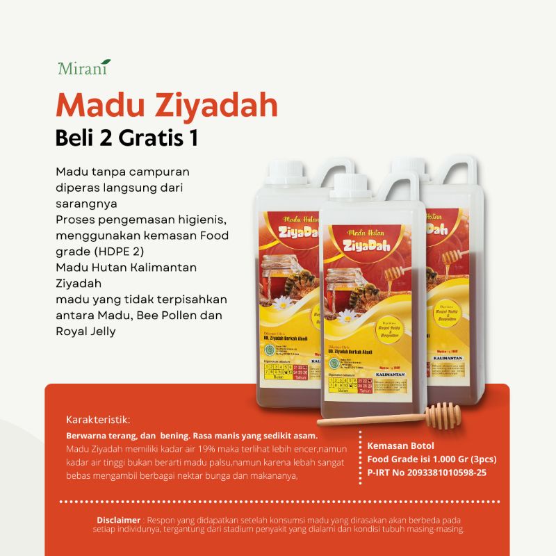 

Mirani - Madu Ziyadah beli 2 free 1 1000gr Kuning