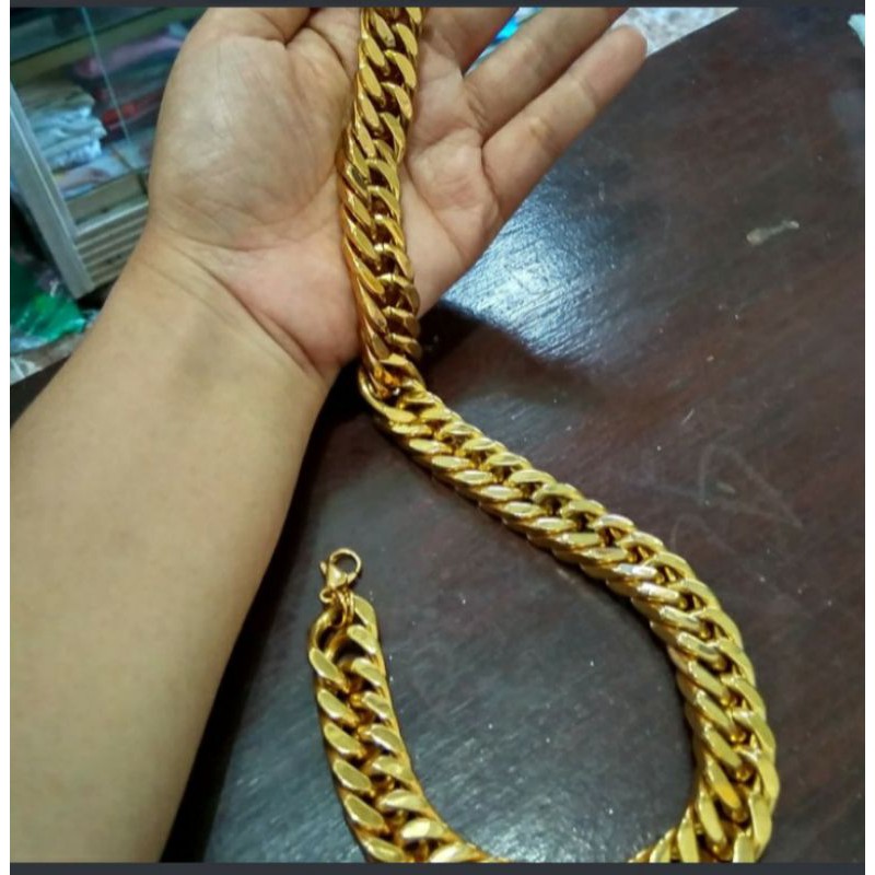 kalung pria rantai besar super big size titanium gold emas